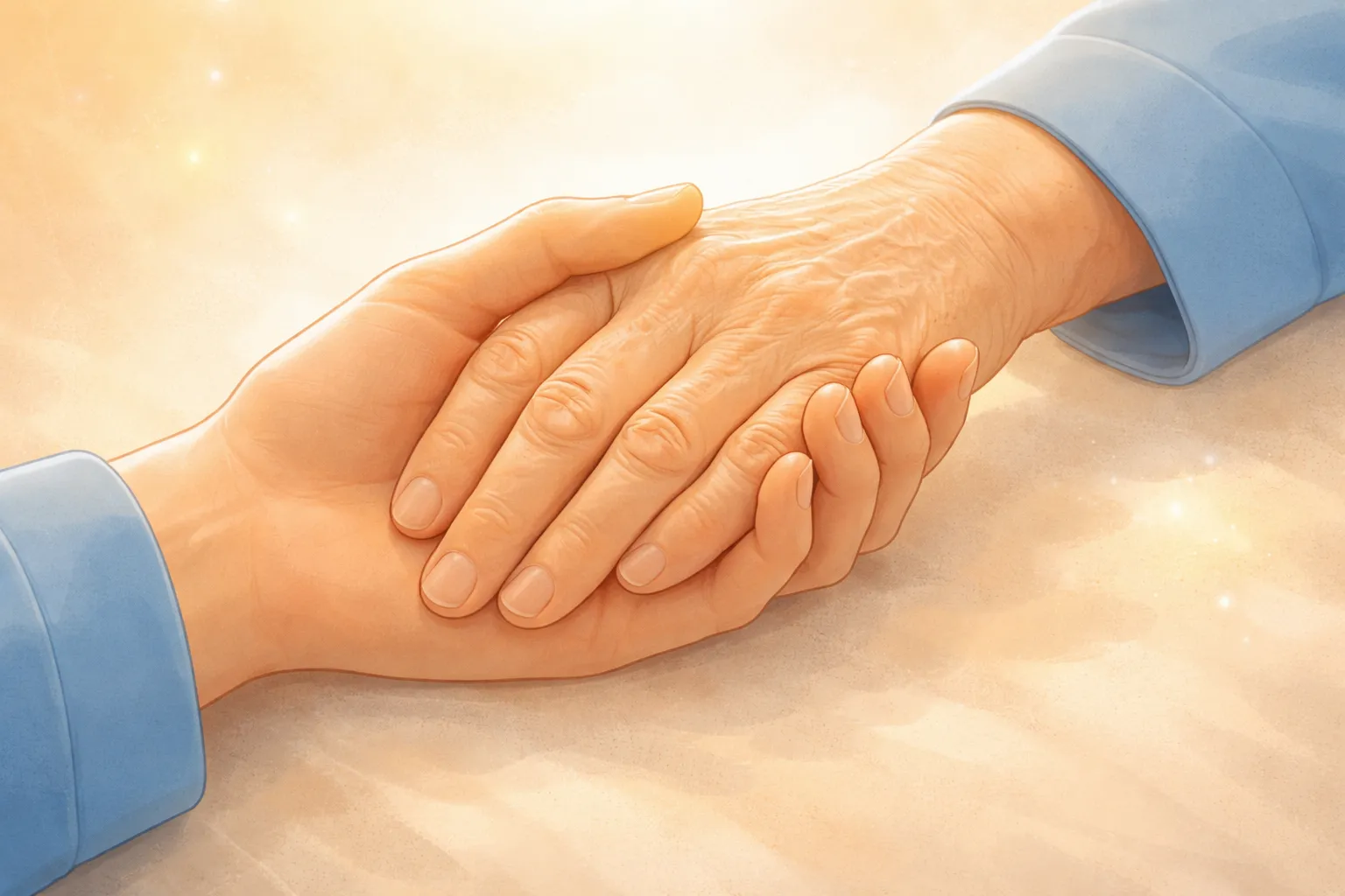 Omsorgsfulla händer som ger stöd